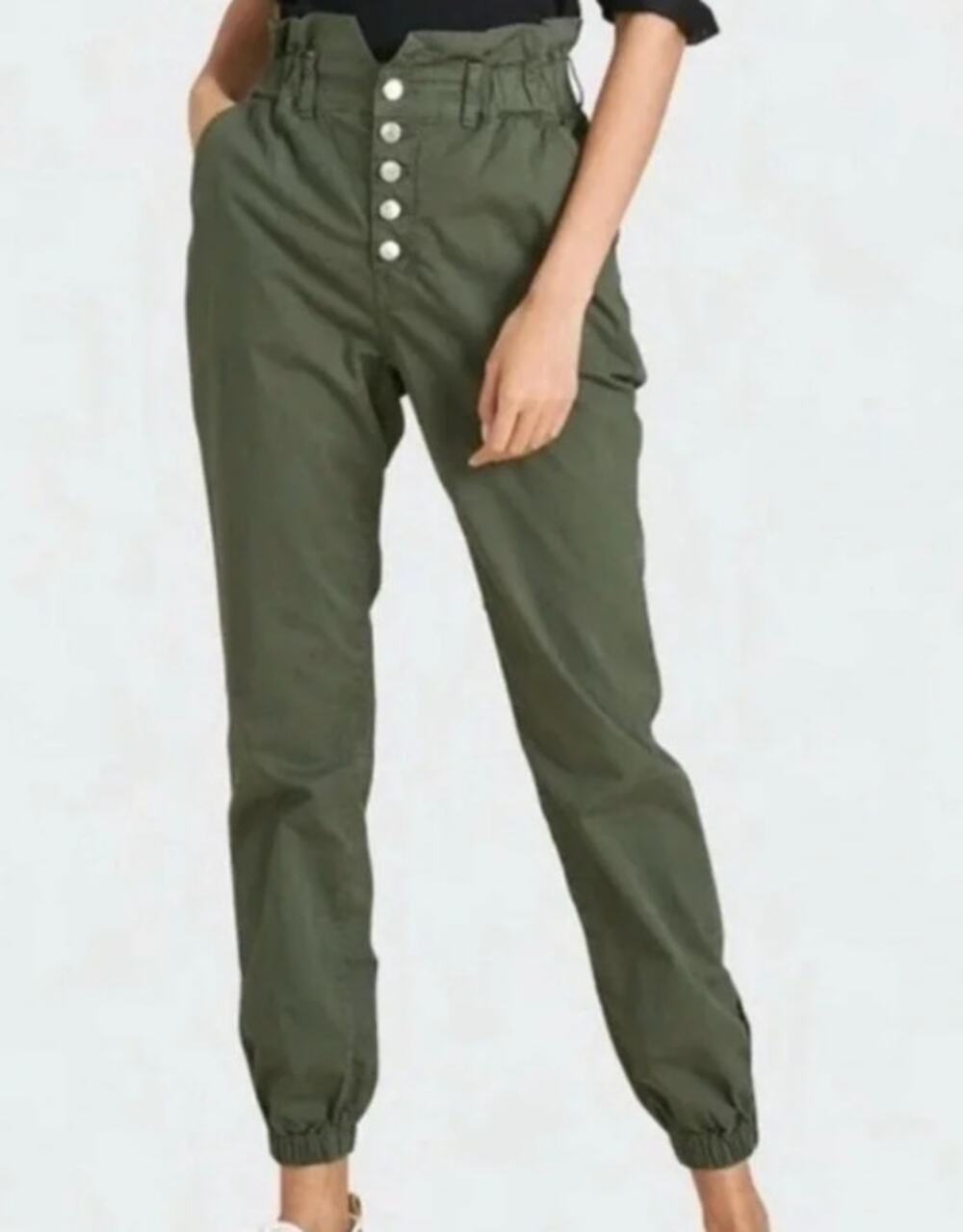 Veronica Beard Tedi Army Green Elastic Waist Tapered Pants Size 26 NWT